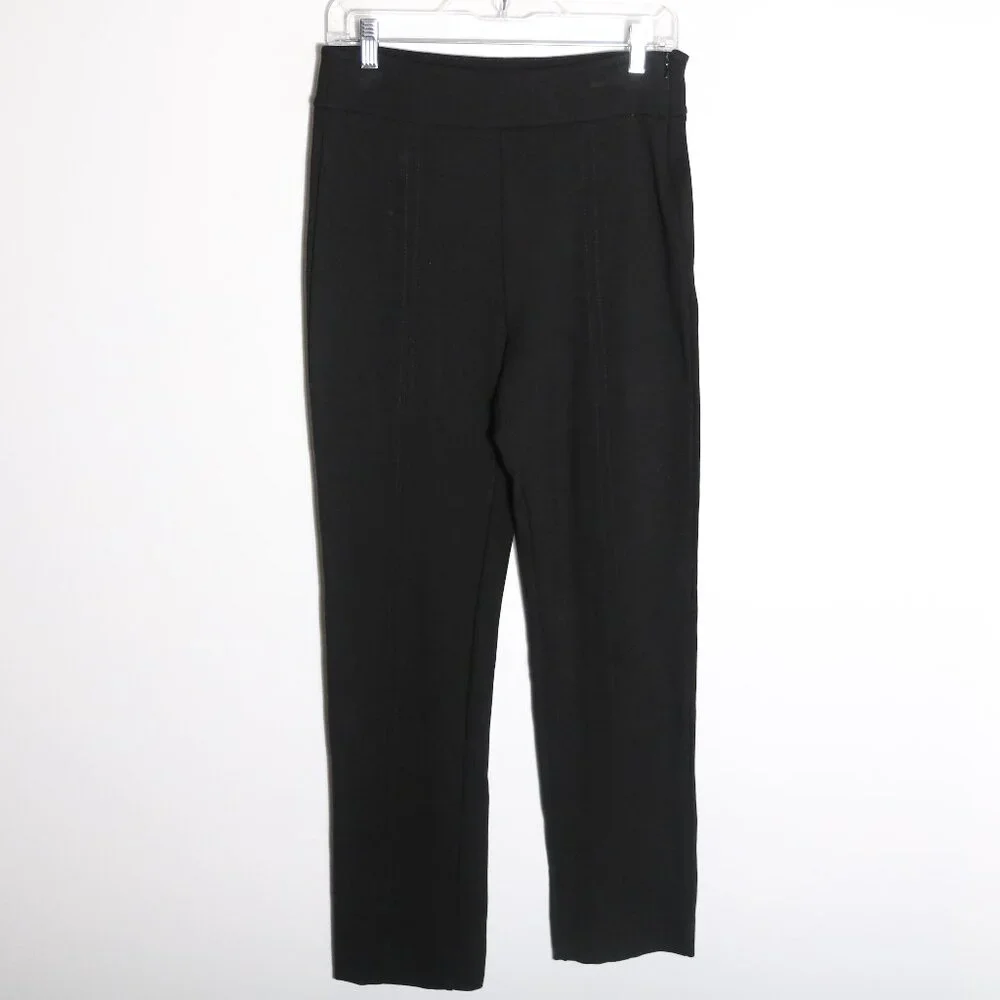 ME+EM Ponte Pull On Pant Womens 6 Black Ankle Center Seam Back Slit Classic Work - Picture 2 of 8